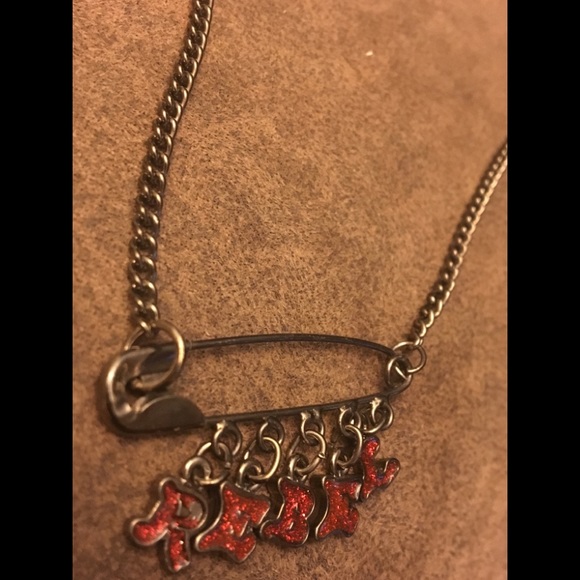 “REBEL” Necklace - red letters on a Safety Pin - FUN, SASSY & BADASSY - Picture 5 of 12